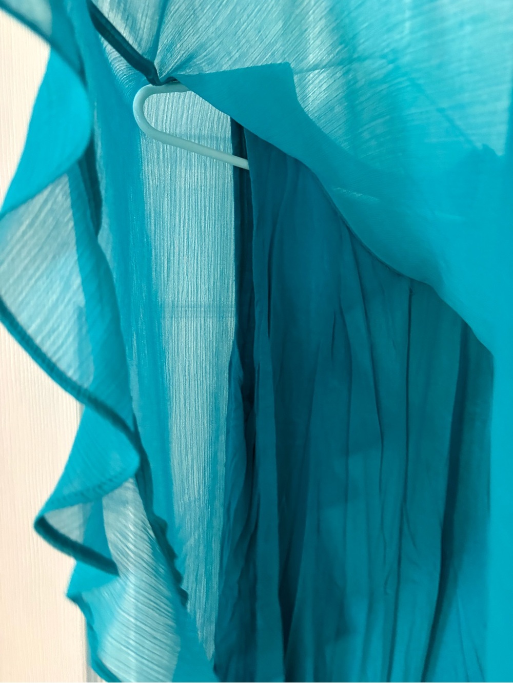 Teal Chiffon Poncho Blouse Flutter Sleeve Overlay Top Medium - Picture 5 of 9
